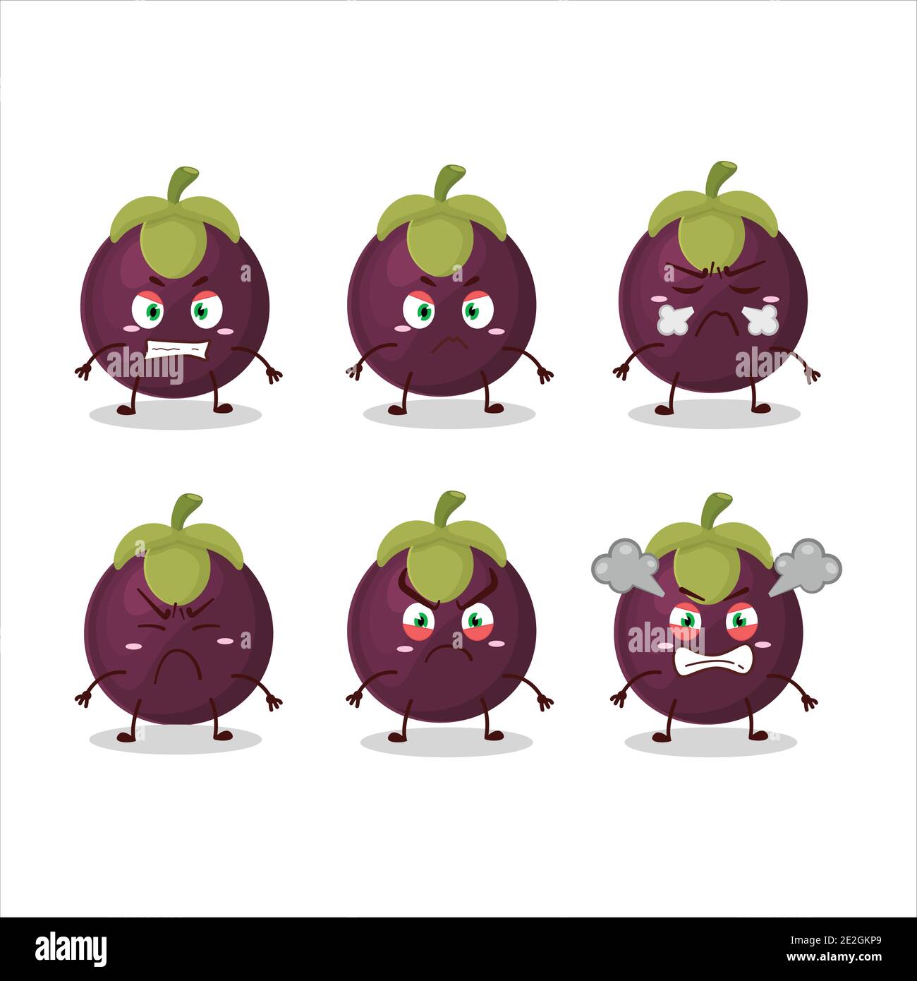 Mangosteen Cartoon Character With Various Angry Expressions Vector Illustration Stock Vector 