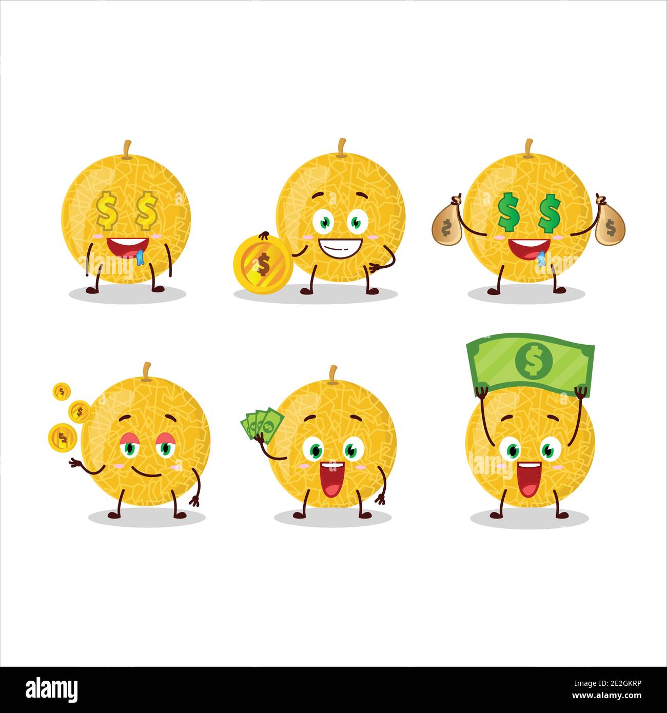 Yellow melon cartoon character with cute emoticon bring money. Vector  illustration Stock Vector Image & Art - Alamy