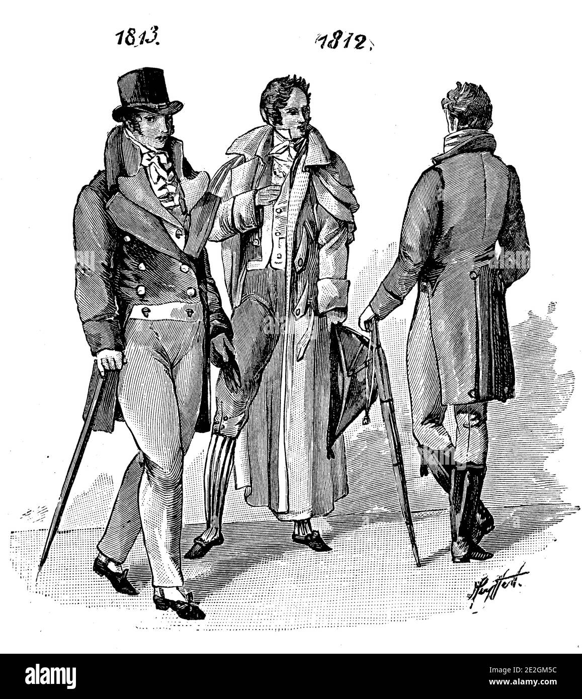 Men's fashion from 1812 in Germany  /  Männermode aus dem Jahre 1812 in Deutschland, Historisch, historical, digital improved reproduction of an original from the 19th century / digitale Reproduktion einer Originalvorlage aus dem 19. Jahrhunder Stock Photo