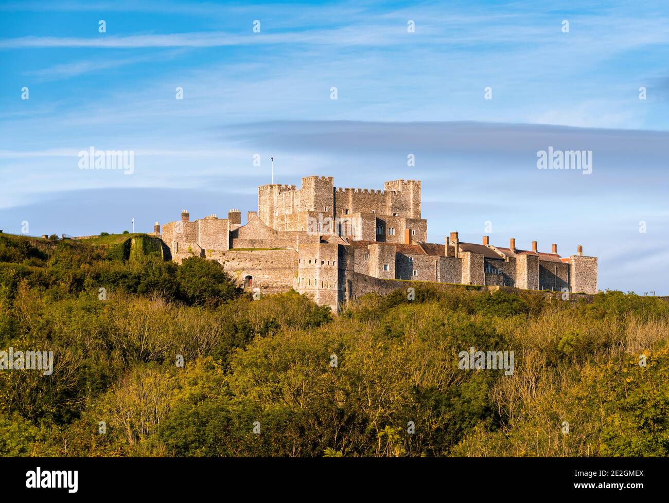 Dover Castle; a historic medieval castle atop the White Cliffs of Dover, Kent. Stock Photo