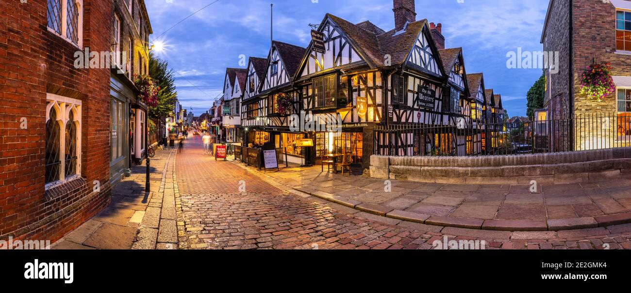 The famous view of the Old Weaver's House on the River Stour, Canterbury. Stock Photo