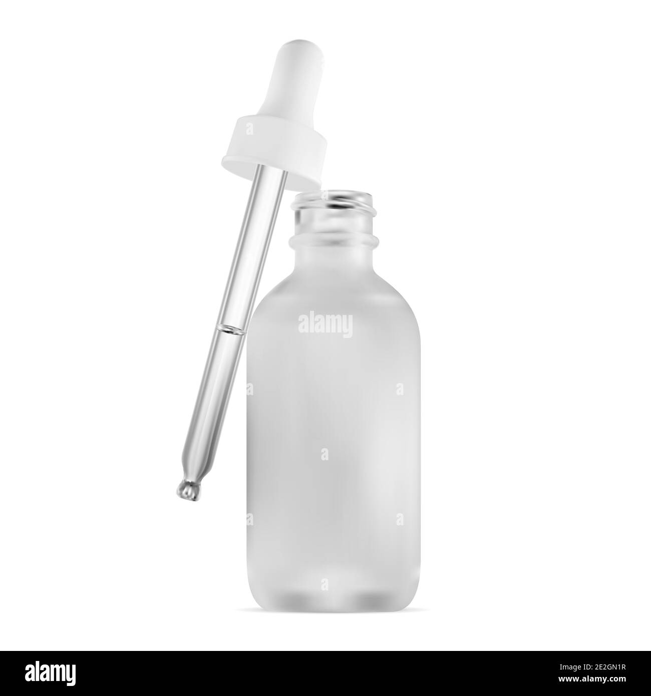 Dropper bottle. Cosmetic serum white glass pipette isolated. Essential