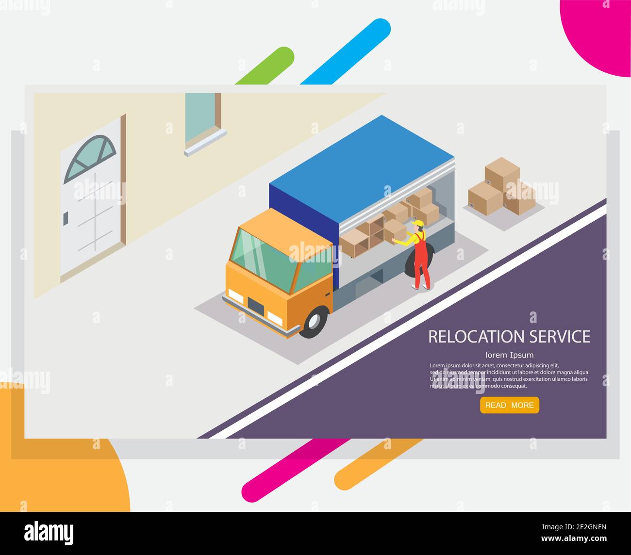 Relocation service vector web banner design template Stock Vector Image ...