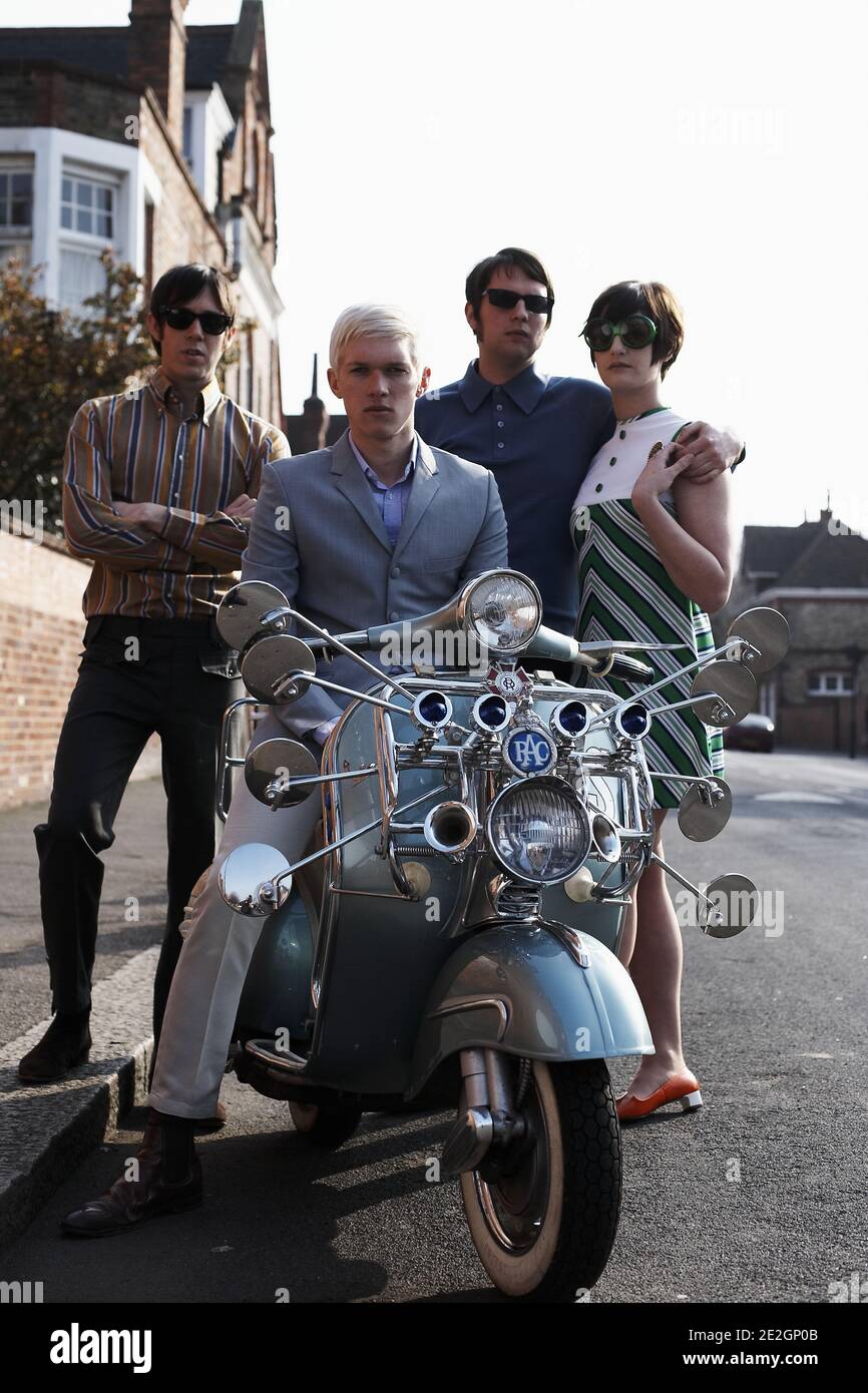 GREAT BRITAIN / England / London /mods on vespa scooter possing in london Stock Photo