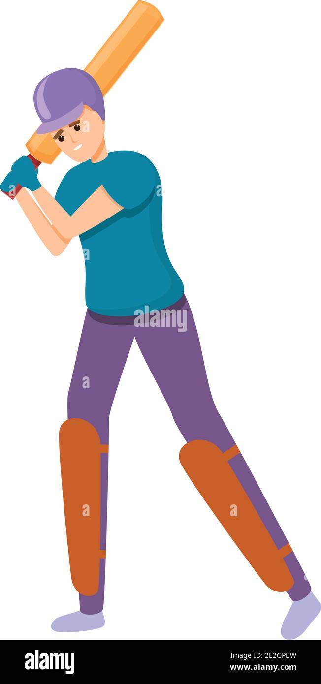 Cricket batsman icon. Cartoon of cricket batsman vector icon for web