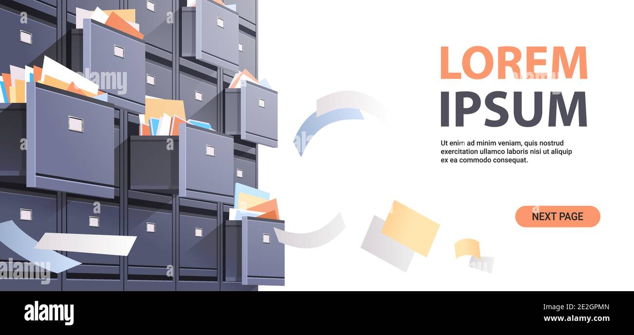 office wall of filing with open card catalog and flying