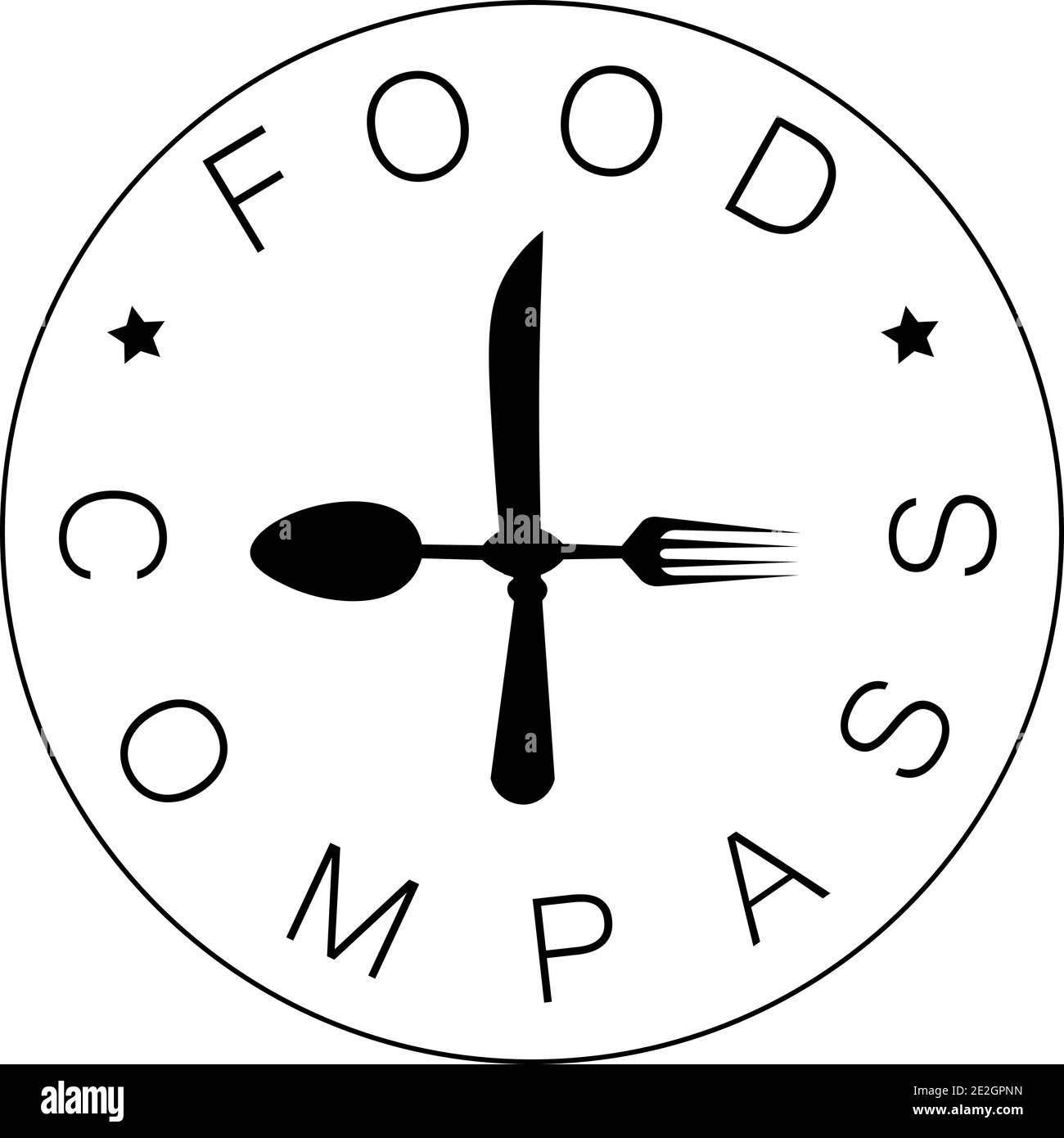 food compass logo with spoon fork and knife arrow 1 Stock Vector Image