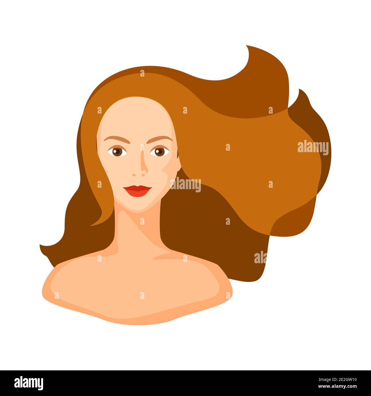 Illustration of girl with brown hair Stock Vector Image & Art - Alamy