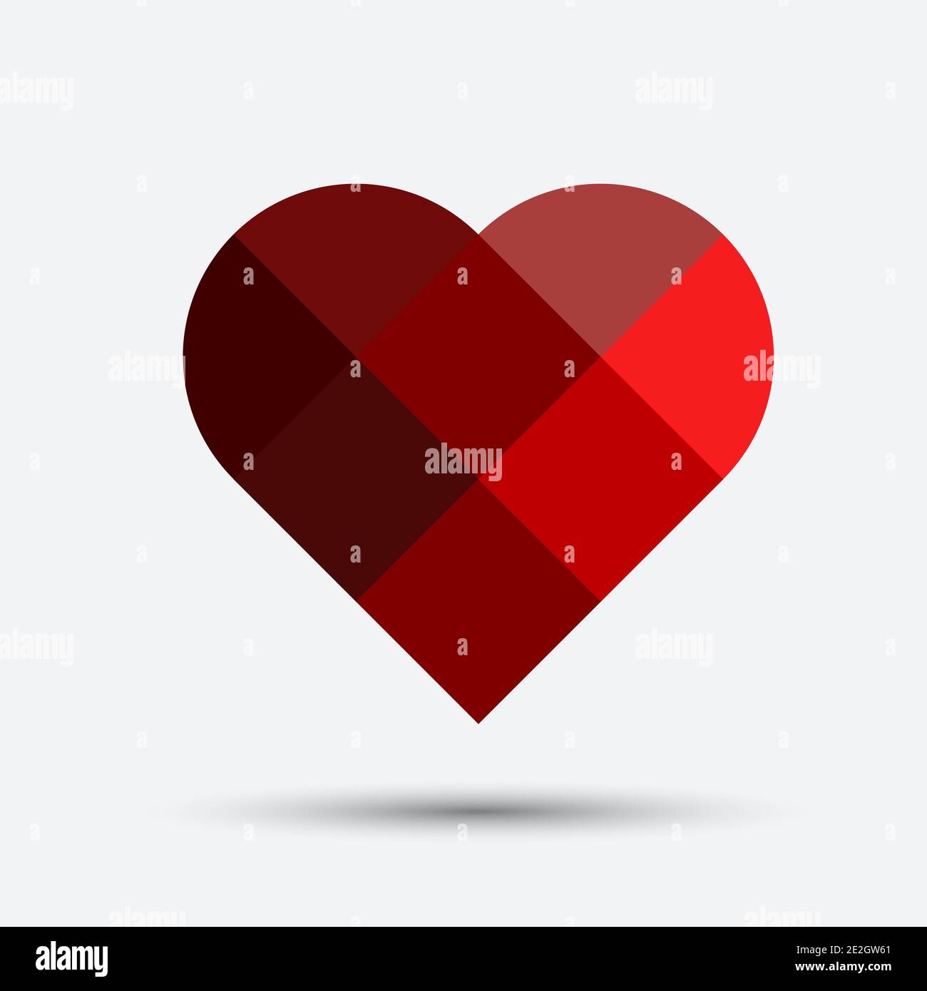 red segmented mosaic heart isolated on grey background vector illustration Stock Vector