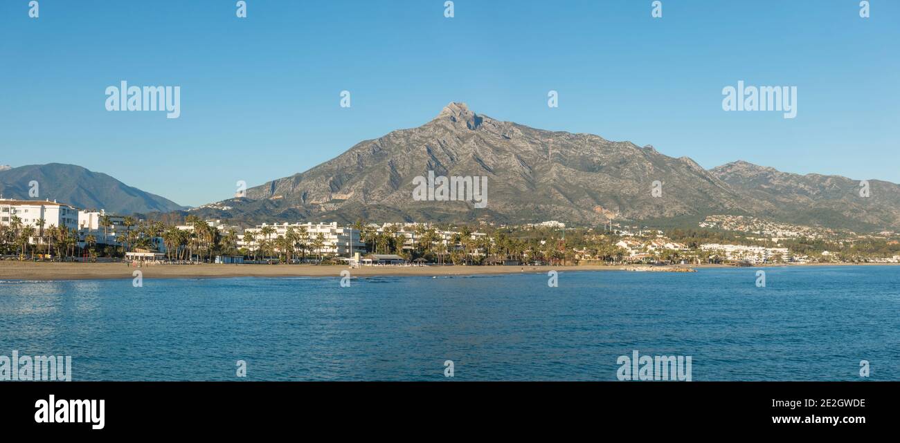 Puerto Banus Beach, Marbella. Editorial Stock Photo - Image of mountain,  seaside: 50505613