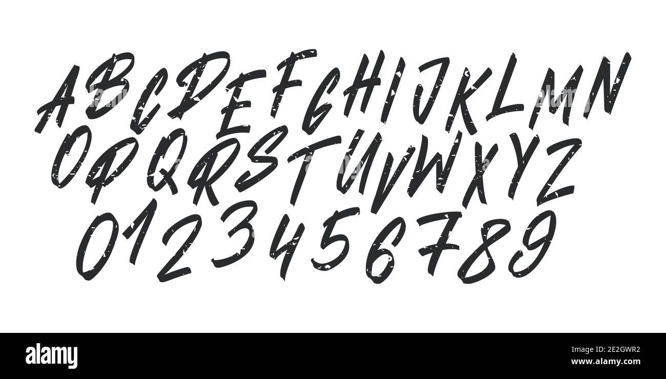 Hand drawn font typeface. Lettering brush alphabet. Vector uppercase