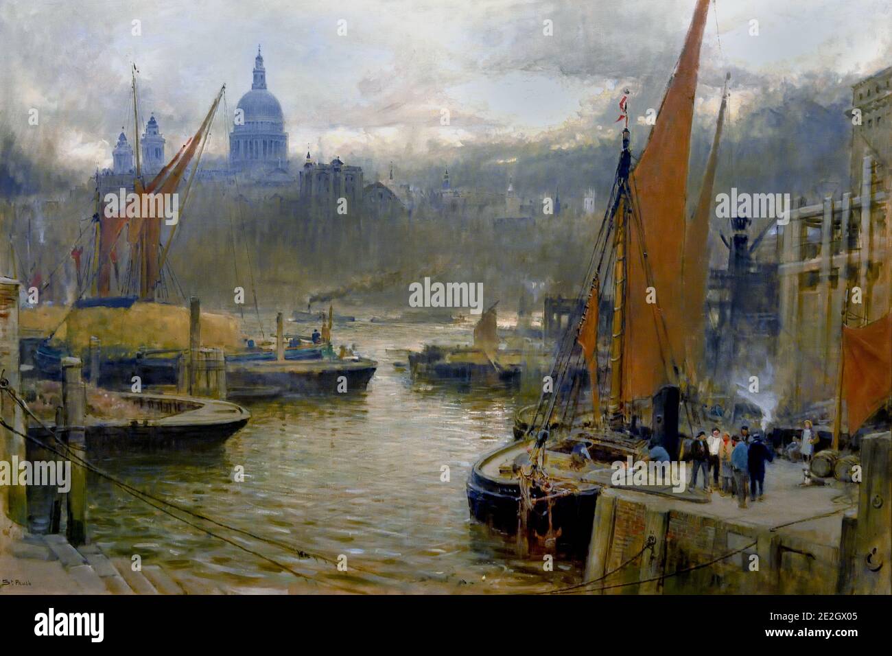 View of St Paul's Cathedral from the South Bank of the Thames, 1899 London, by Albert Goodwin 1845 – 1932 England, 1845 – London Stock Photo