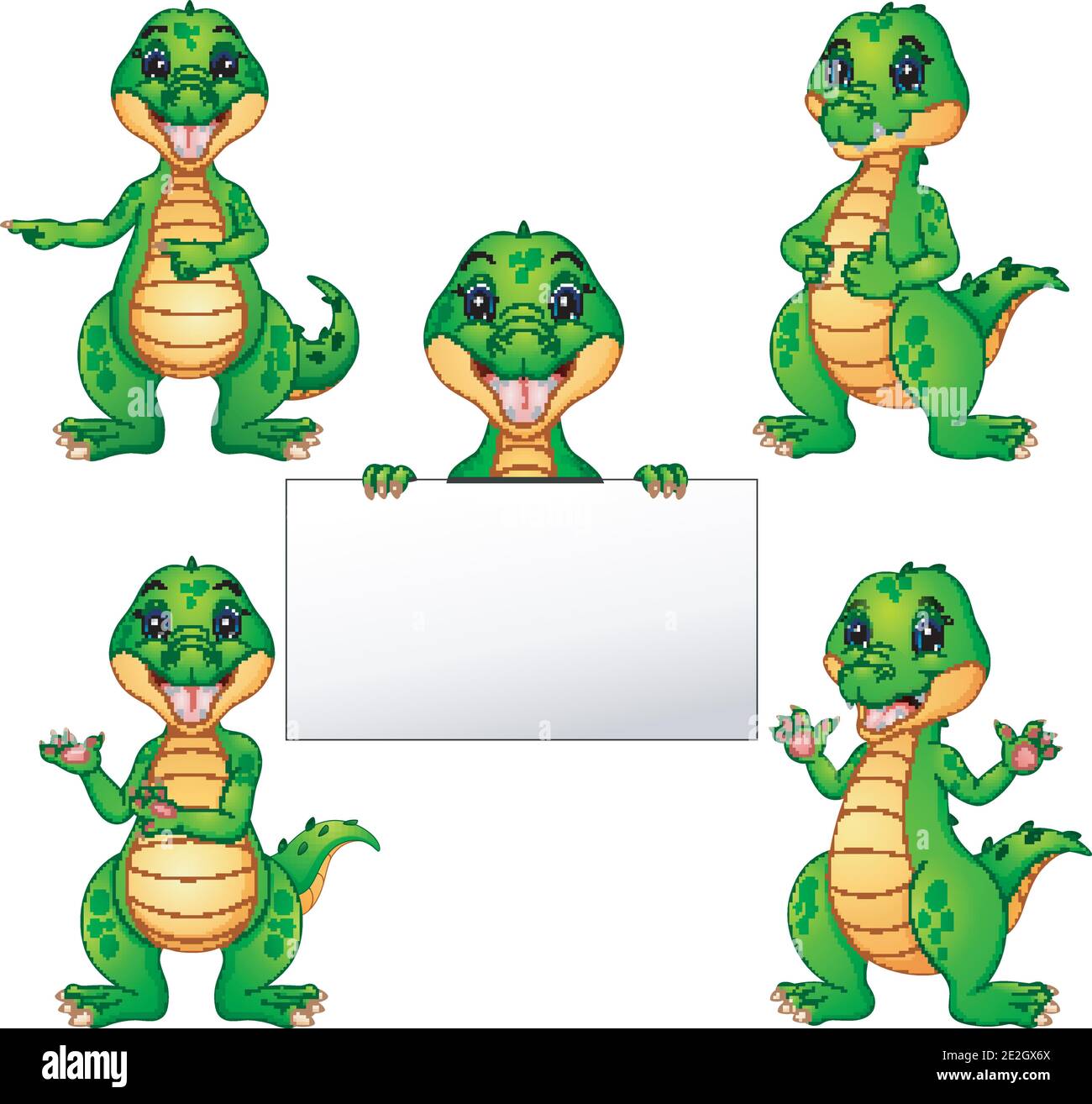 Vector illustration of Crocodile cartoon set Stock Vector