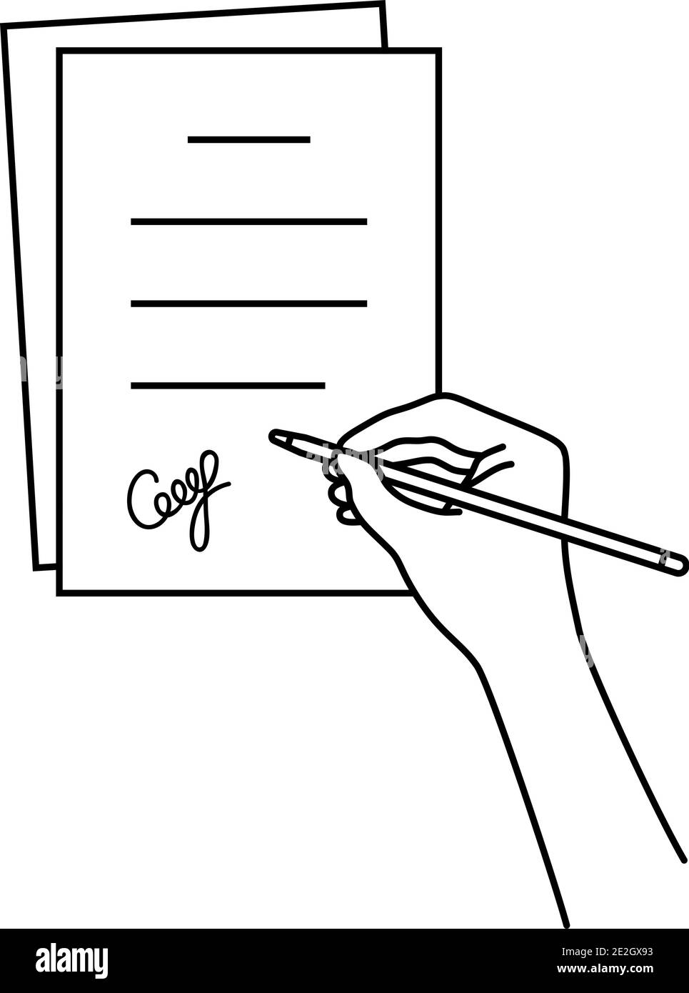 thin line hand with signed document Stock Vector Image & Art Alamy