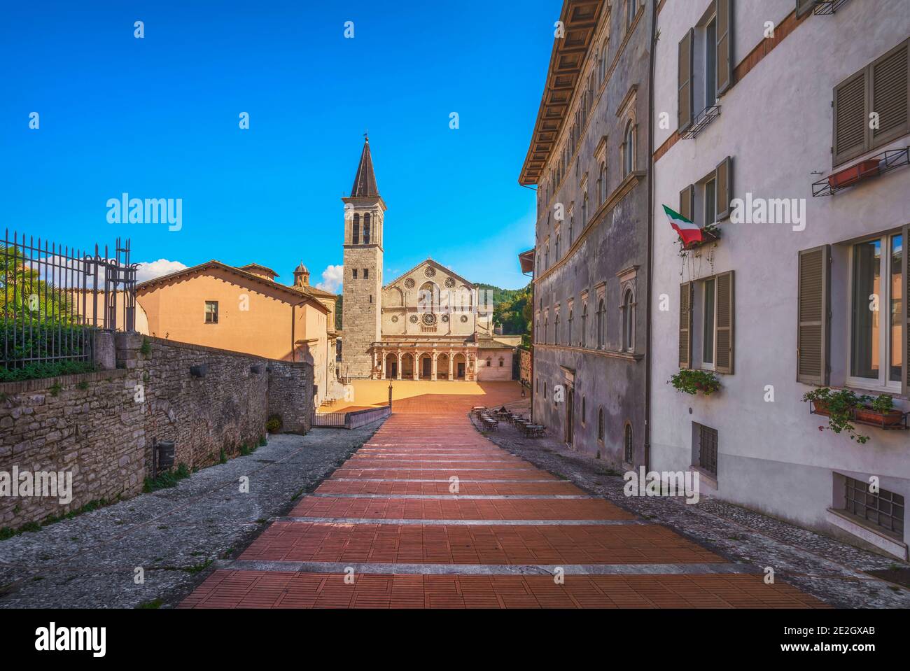 Spoleto, Santa Maria Assunta or Saint Mary duomo cathedral. Perugia, Umbria, Italy, Europe. Stock Photo