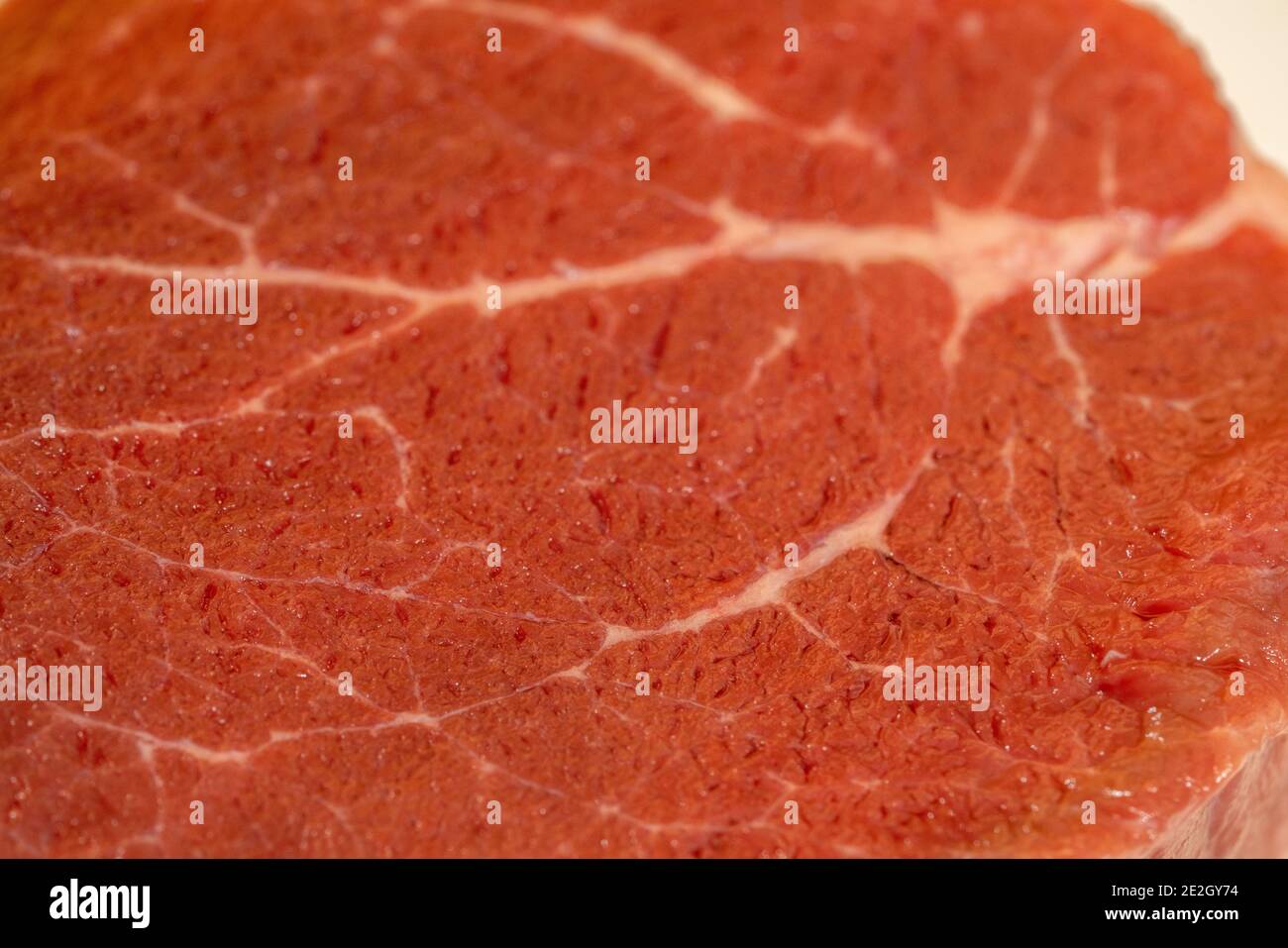 Fresh raw red meat texture closeup, marbled meat Stock Photo