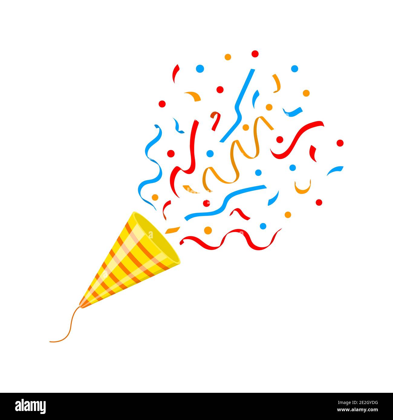 Exploding party popper cone with confetti isolated on white background.  Festive concept. Celebration, holiday, birthday, Christmas, New Year  symbol. Vector cartoon illustration Stock Vector Image & Art - Alamy