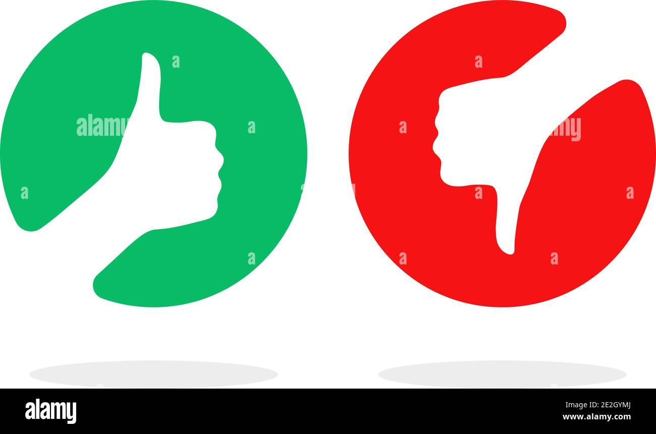 round red and green thumbs up and down Stock Vector