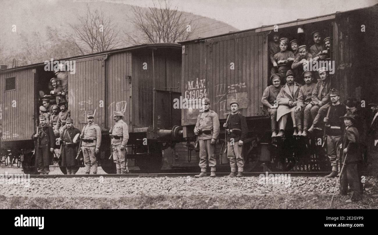 The First World War period. Russian war prisoner transport. Stock Photo