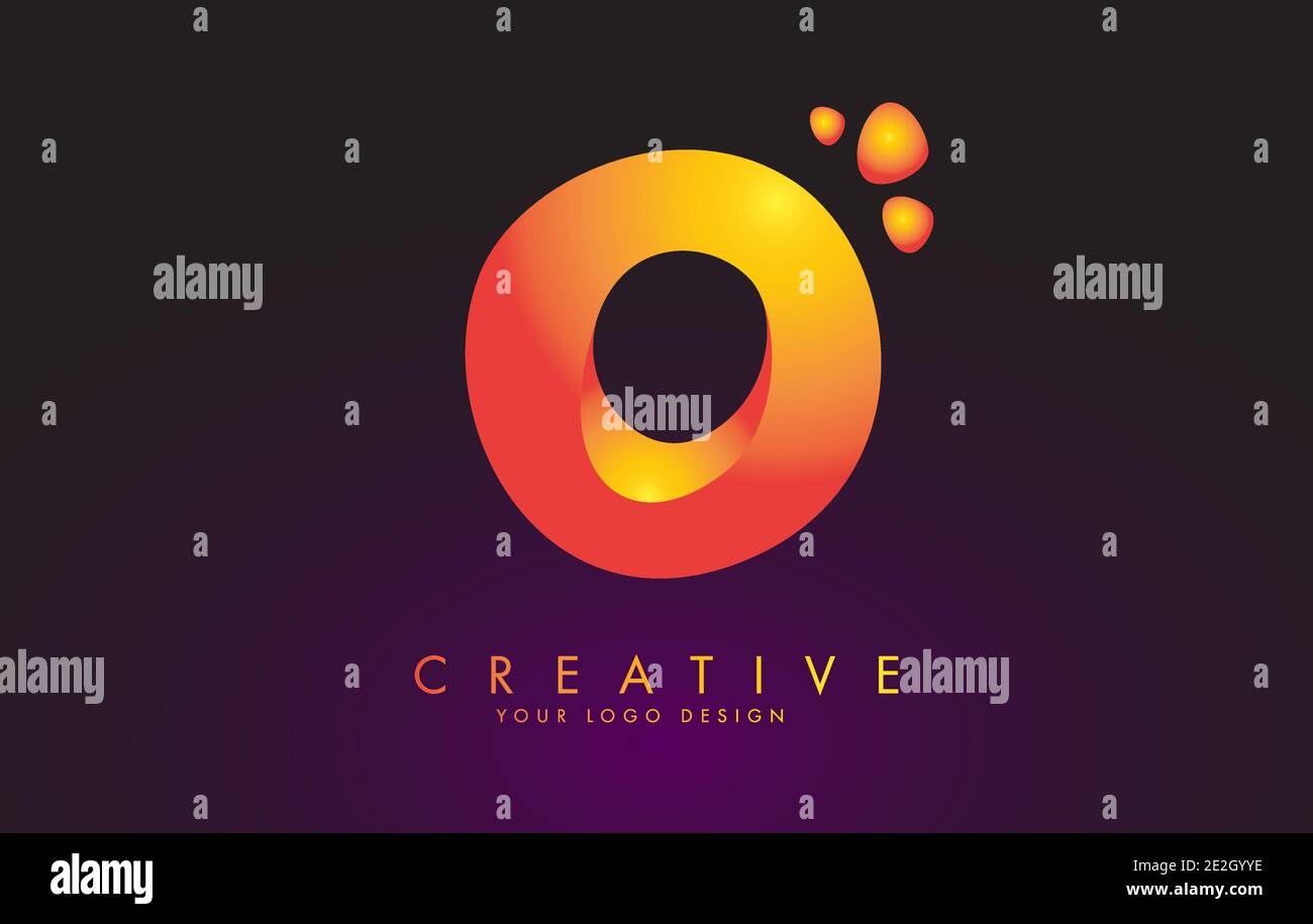 O Letter Logo Design with Dots. Vector Lettering Illustration of Orange ...