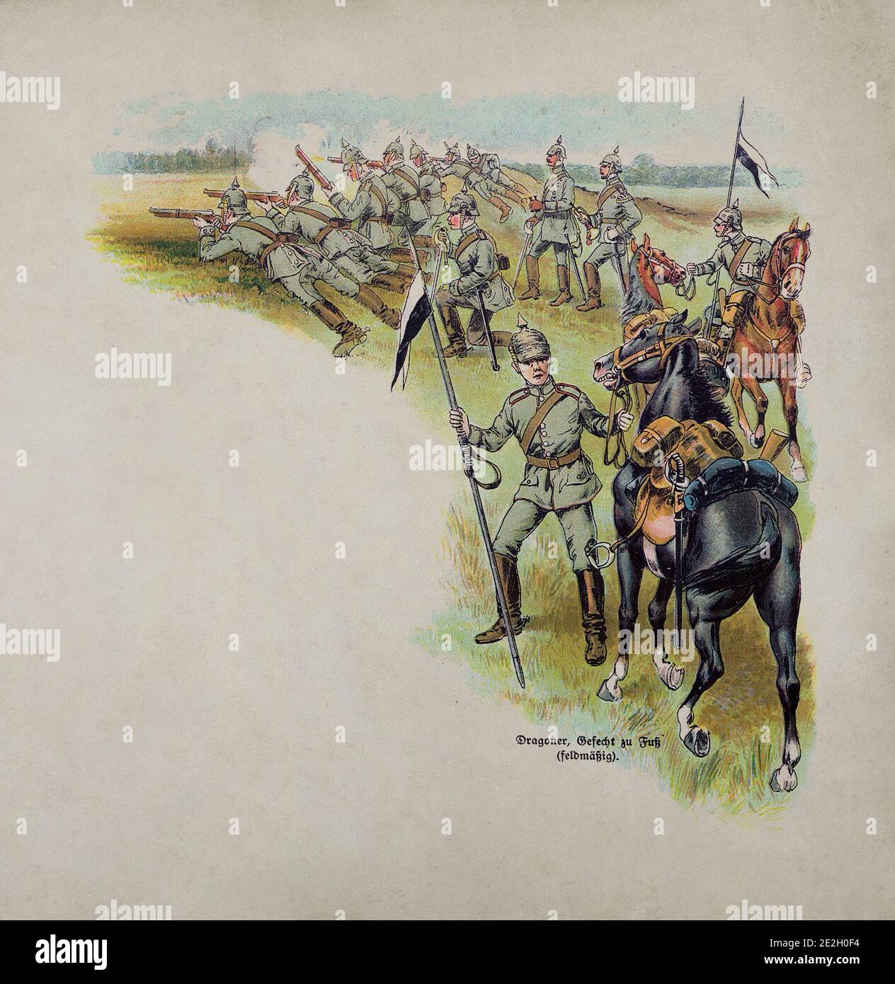 Imperial German Army (Deutsches Heer). Dismounted german dragoons training (field uniform). German Empire. 1910s Stock Photo