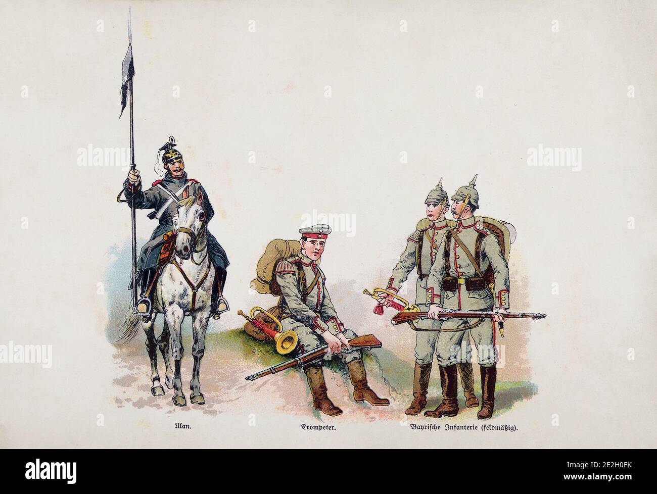 Imperial German Army (Deutsches Heer). Ulan (lancer), trumpeter, Bavarian Infanry (field uniform). German Empire. 1910s Stock Photo