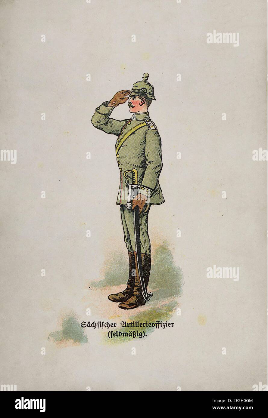 Imperial German Army (Deutsches Heer). Hessian artillery officer(in a field uniform). German Empire. 1910s Stock Photo