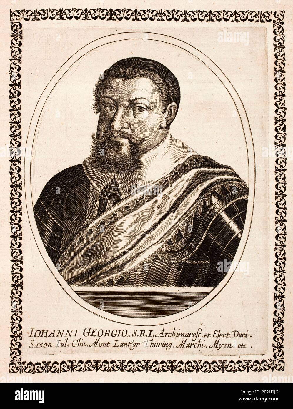 Euroean ruler of 16-17th centuries. Portrait of John George I, Elector of Saxony (1585-1656). Amsterdam, 1642 Stock Photo