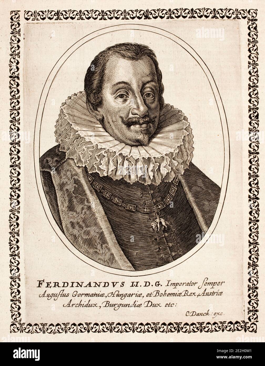 Euroean ruler of 16-17th centuries. Portrait of Ferdinand II, Holy Roman Emperor (1578-1637). Amsterdam, 1642 Stock Photo