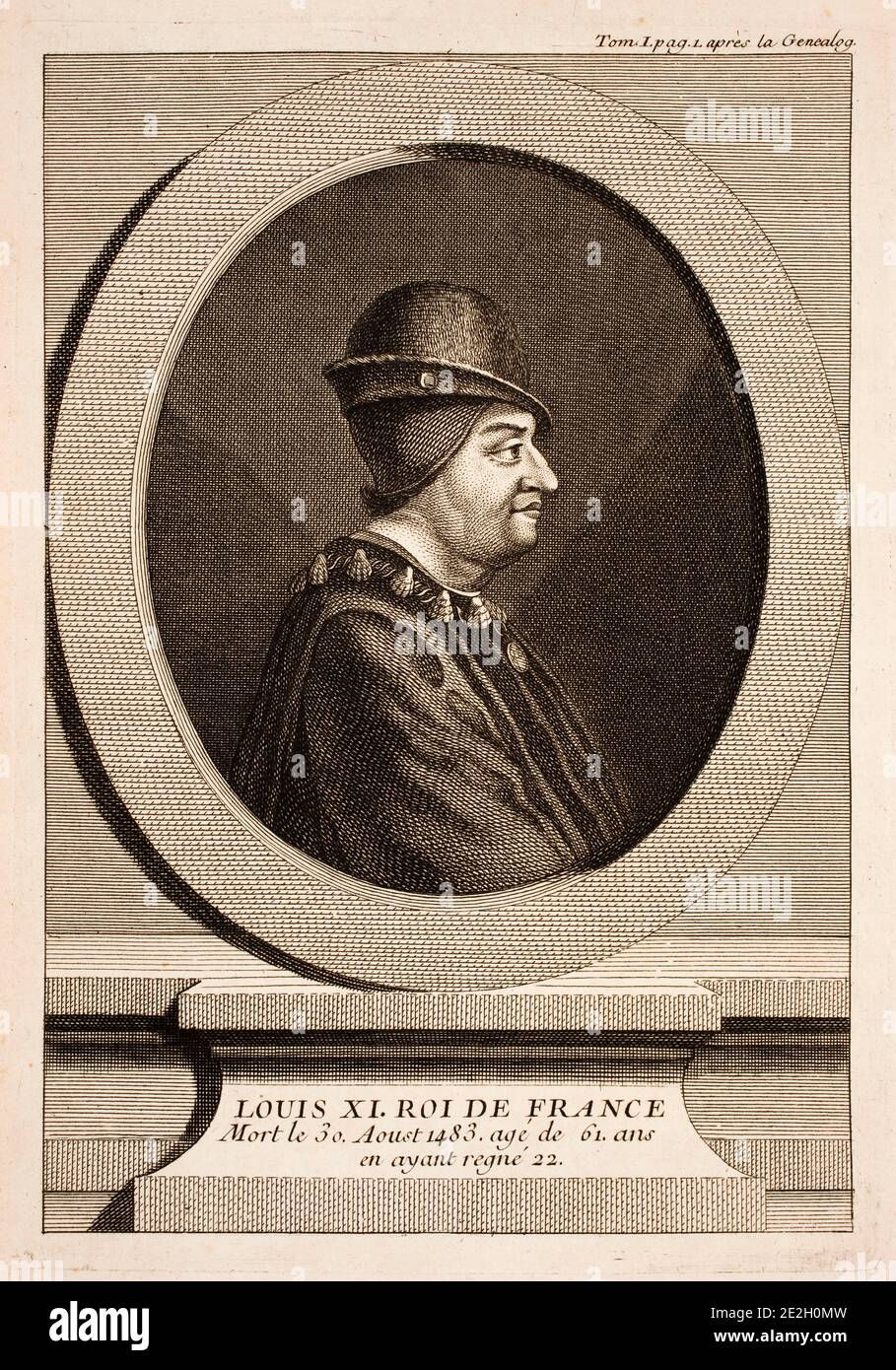 Portrait of Louis XI of France (1423-1482) was King of France from 1461 to 1483.  The reign of Louis XI was marked by political intrigues not of the m Stock Photo