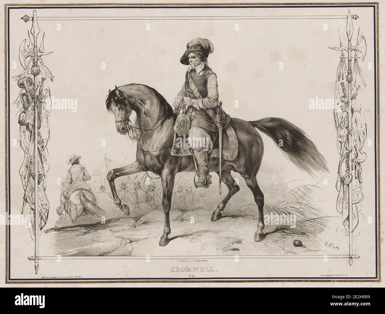Portrait of Oliver Cromwell on horseback (1599 1658) an English