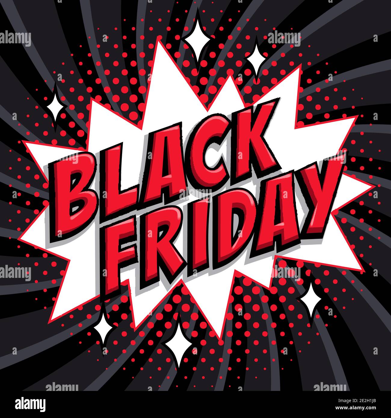 Black Friday sale Comic style banner. Red Black friday inscription on