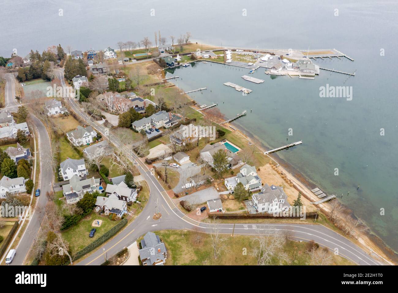 Aerial view of the Shelter Island Heights and the Shelter Island Yacht
