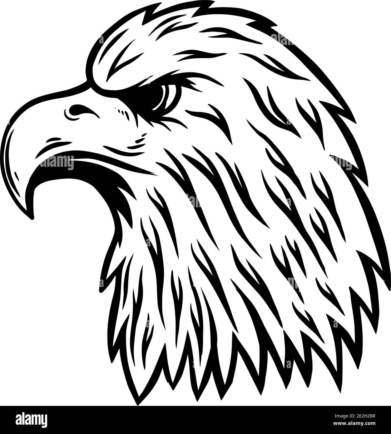 Illustration of eagle head in engraving style. Design element for logo ...