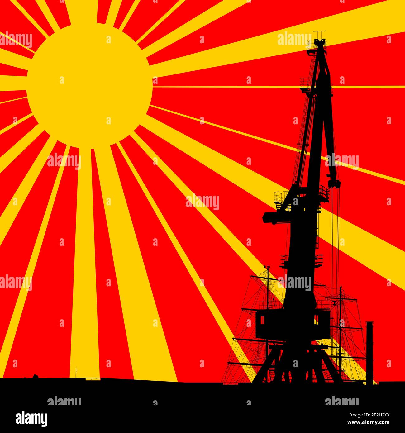 Yellow crane unloading cargo Stock Vector Images - Alamy