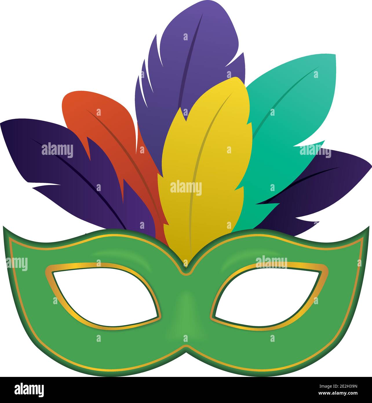 Mardi Gras Purple Green Gold Feathers Clipart
