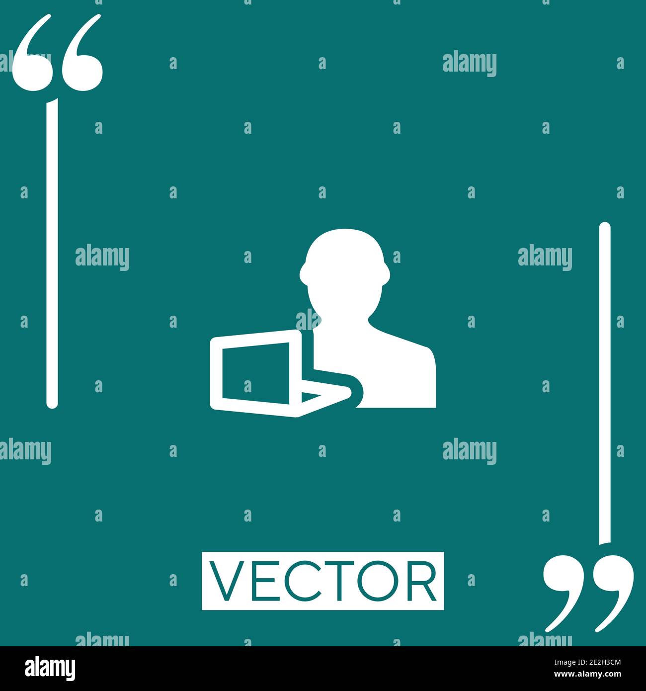 man and laptop vector icon Linear icon. Editable stroke line Stock Vector