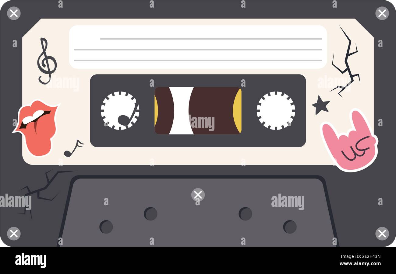 rock retro cassette design, Music vintage tape and audio theme Vector illustration Stock Vector ...