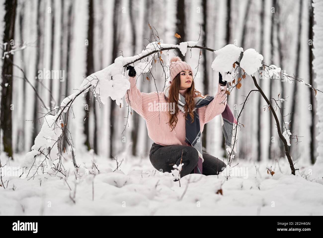 Winter Snow Woman Having Fun Outside. Cute Happy Smiling Young Mixed Race  Asian Caucasian Woman Playful In The Snow. Stock Photo, Picture and Royalty  Free Image. Image 11404499.