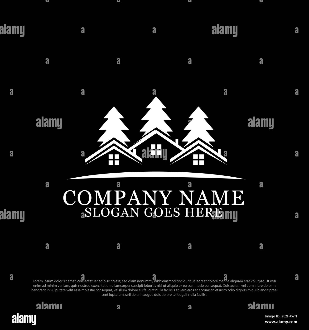 Pine Tree villa logo designs, hotel real estate logo vector template