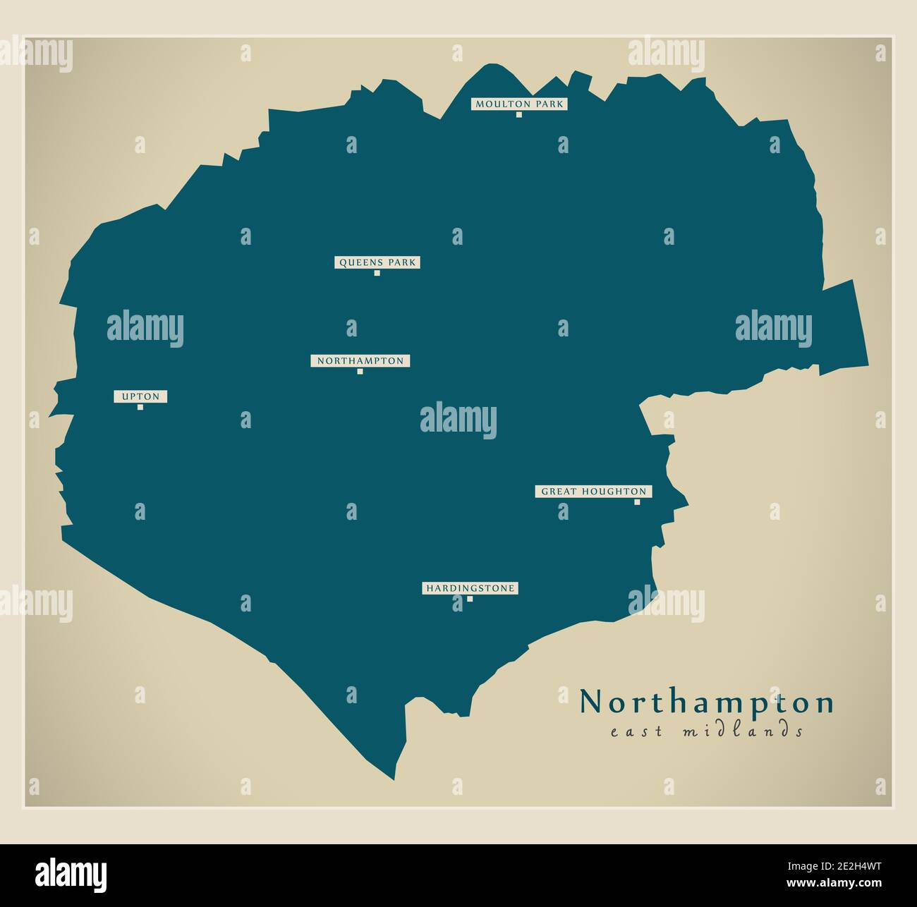Northampton district map - England UK Stock Vector