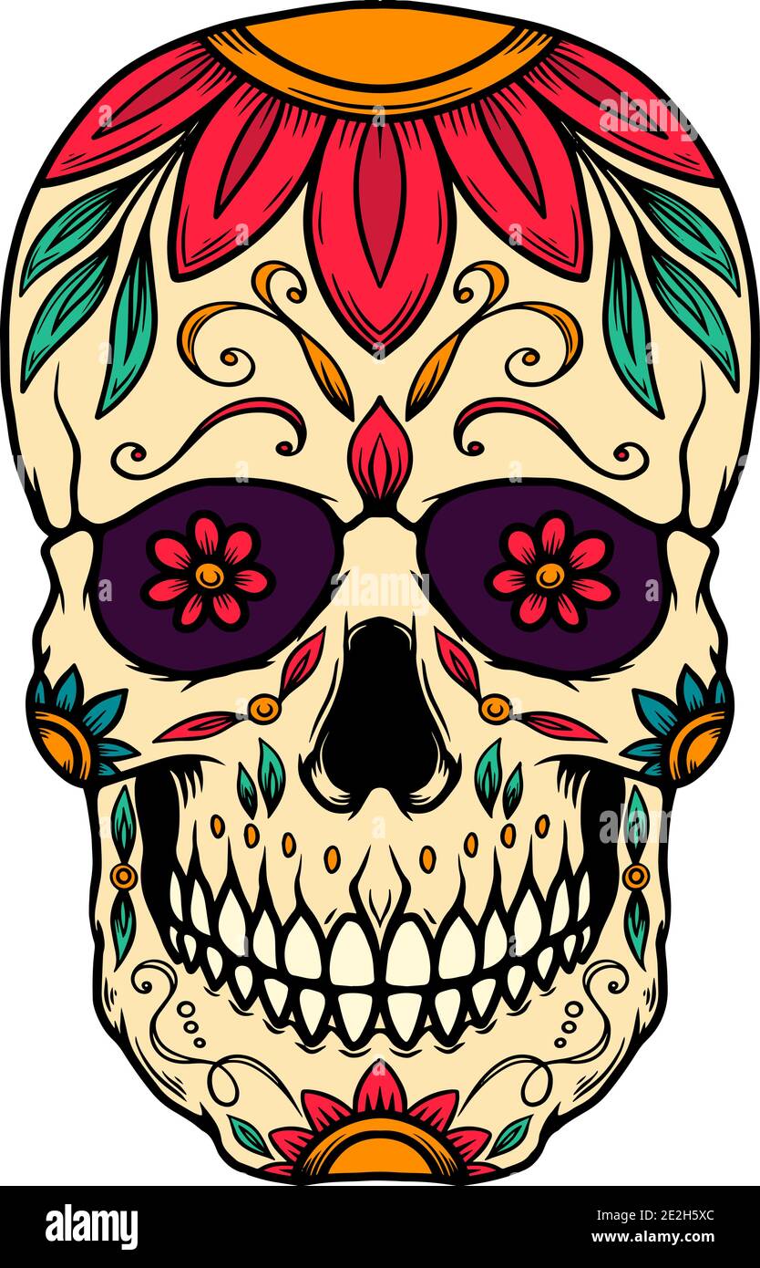 Illustration of mexican sugar skull. Design element for logo
