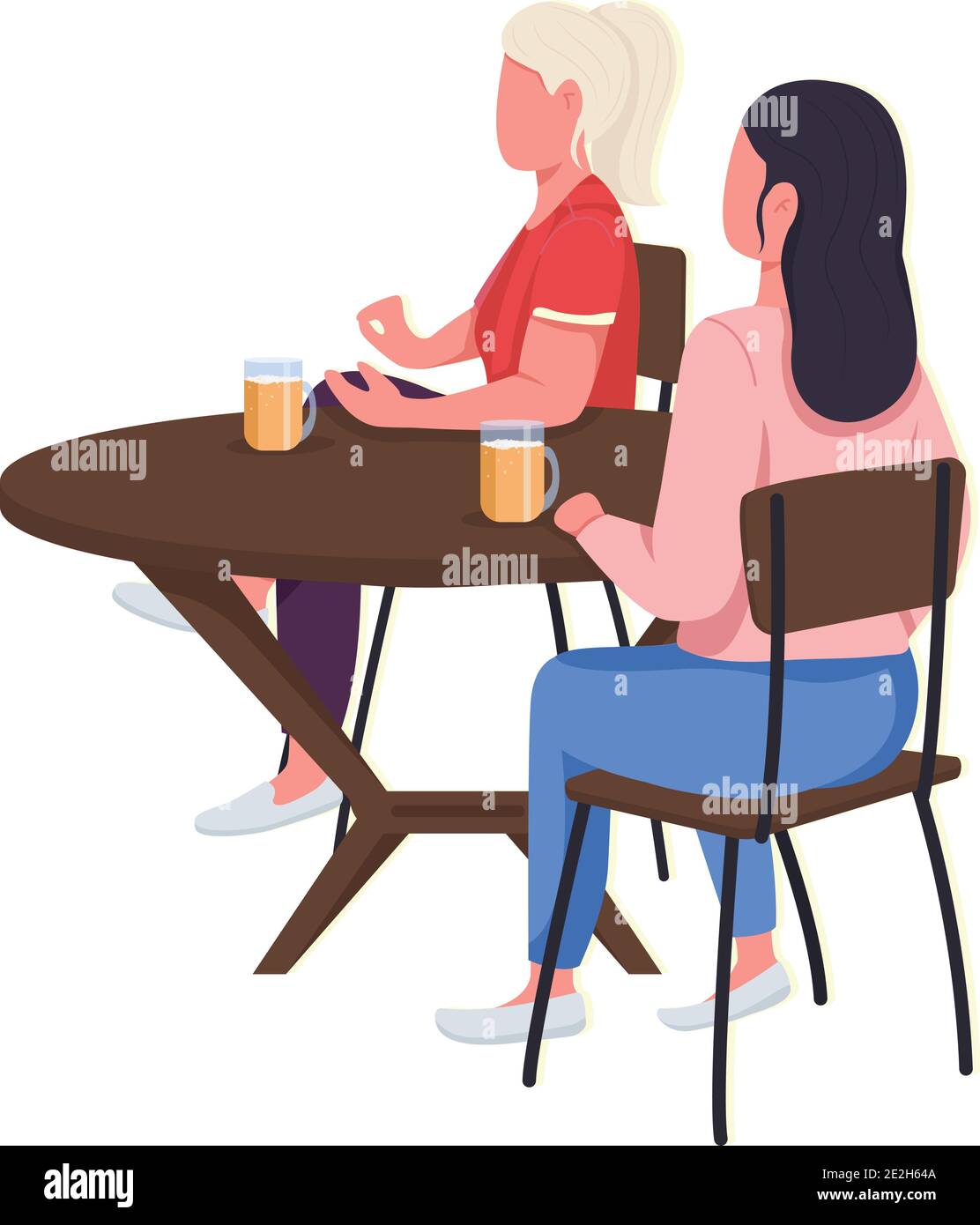 Women testing different foods flat color vector faceless character Stock Vector