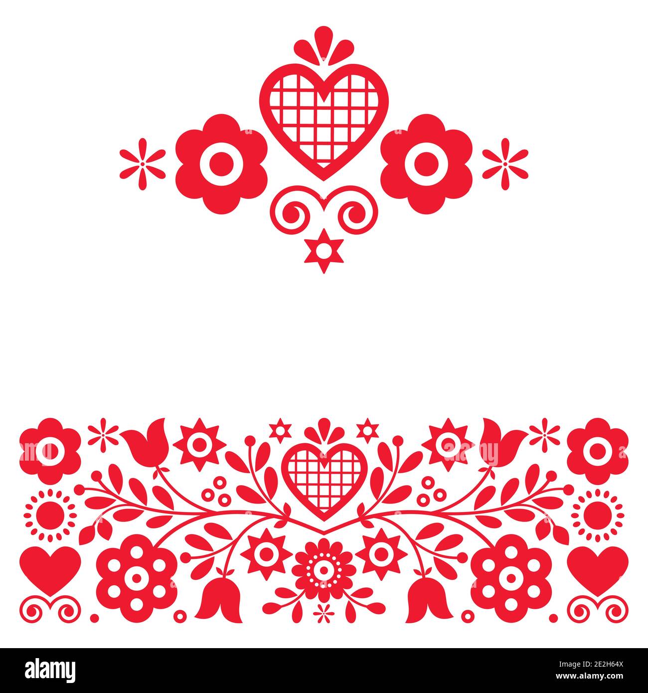 Retro Polish floral folk art vector design elements inspired by old highlanders embroidery Lachy Sadeckie from Nowy Sacz in Poland Stock Vector