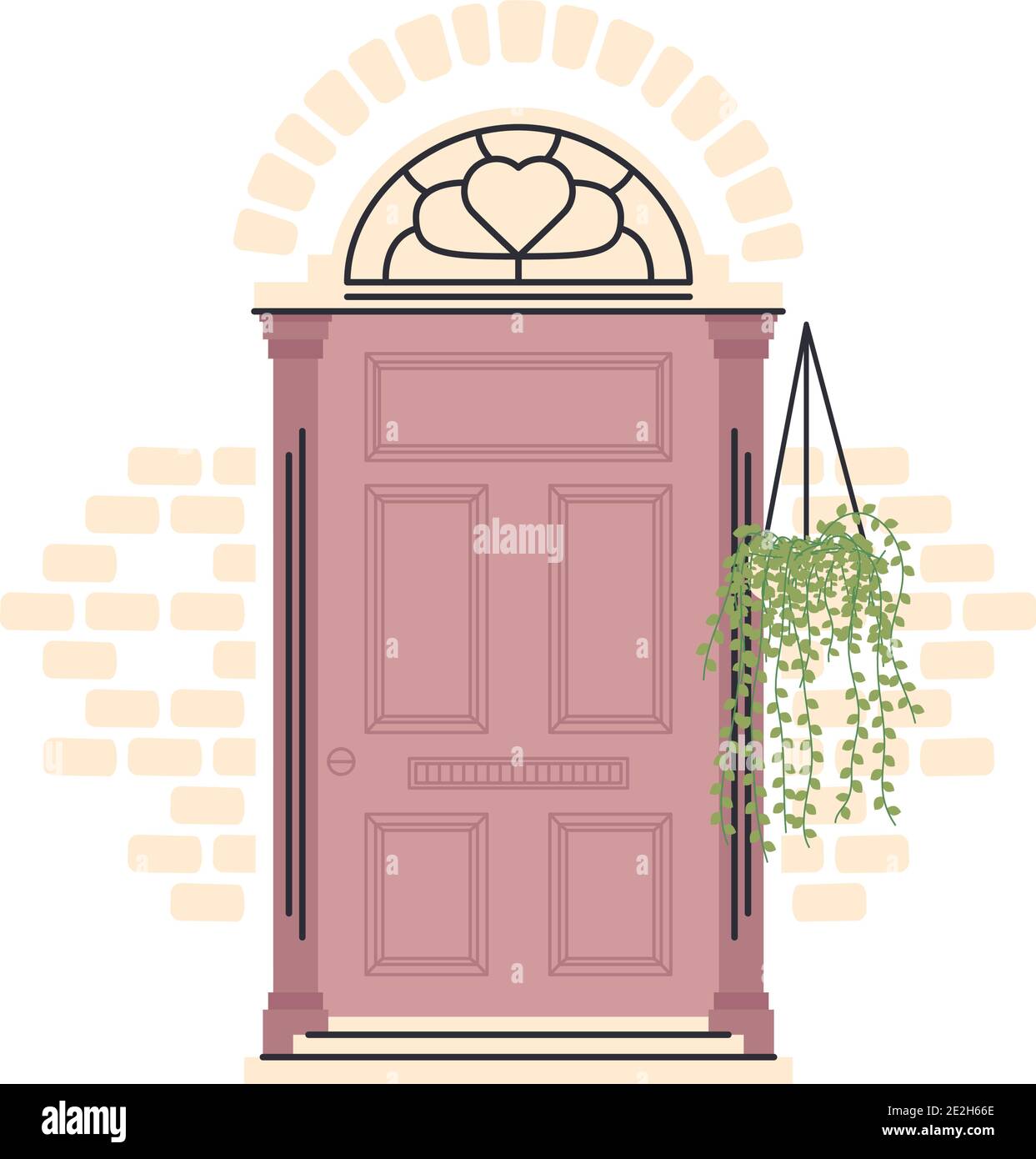 purple front door with plant hanging design, House home entrance ...