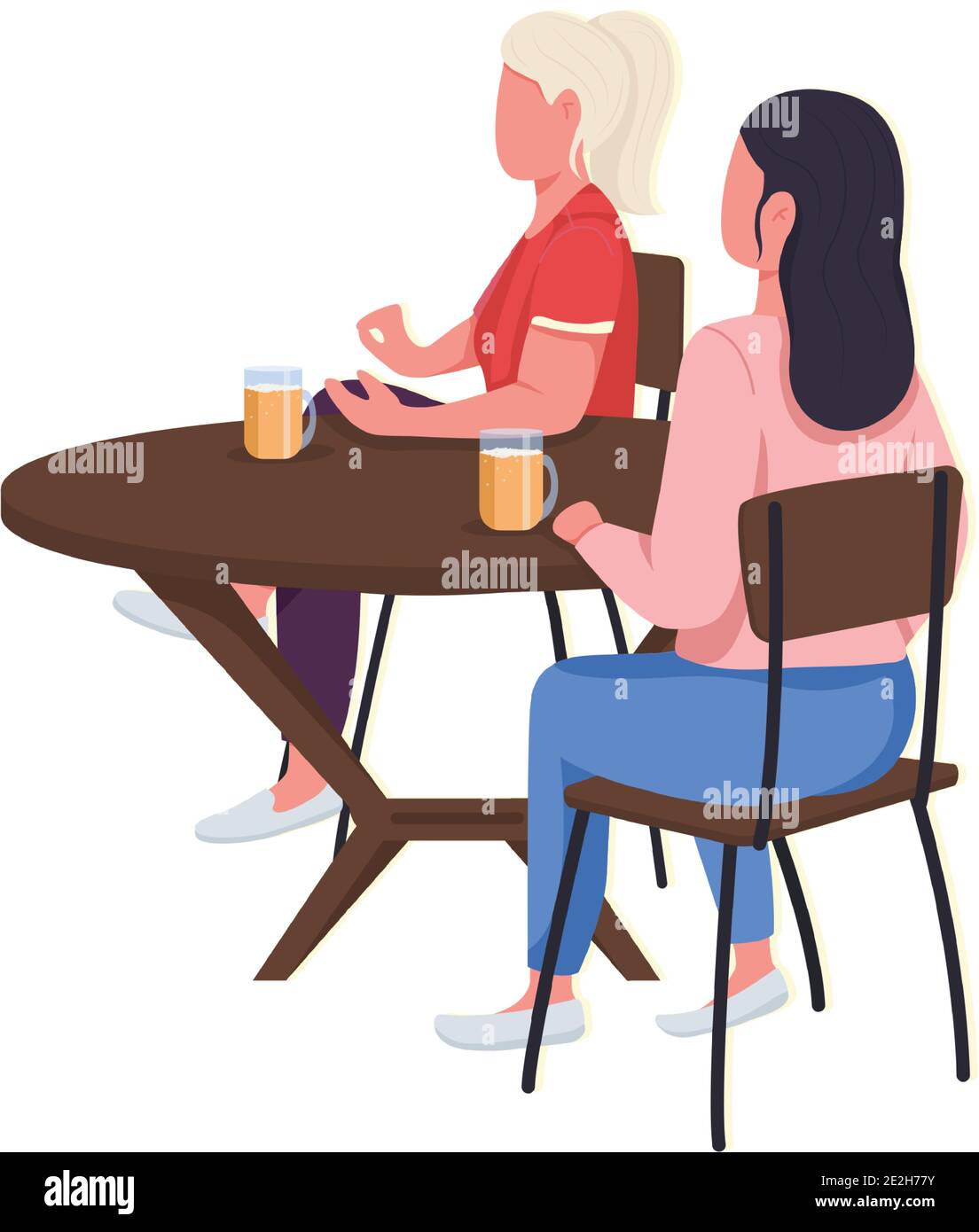 Women testing different foods flat color vector faceless character Stock Vector