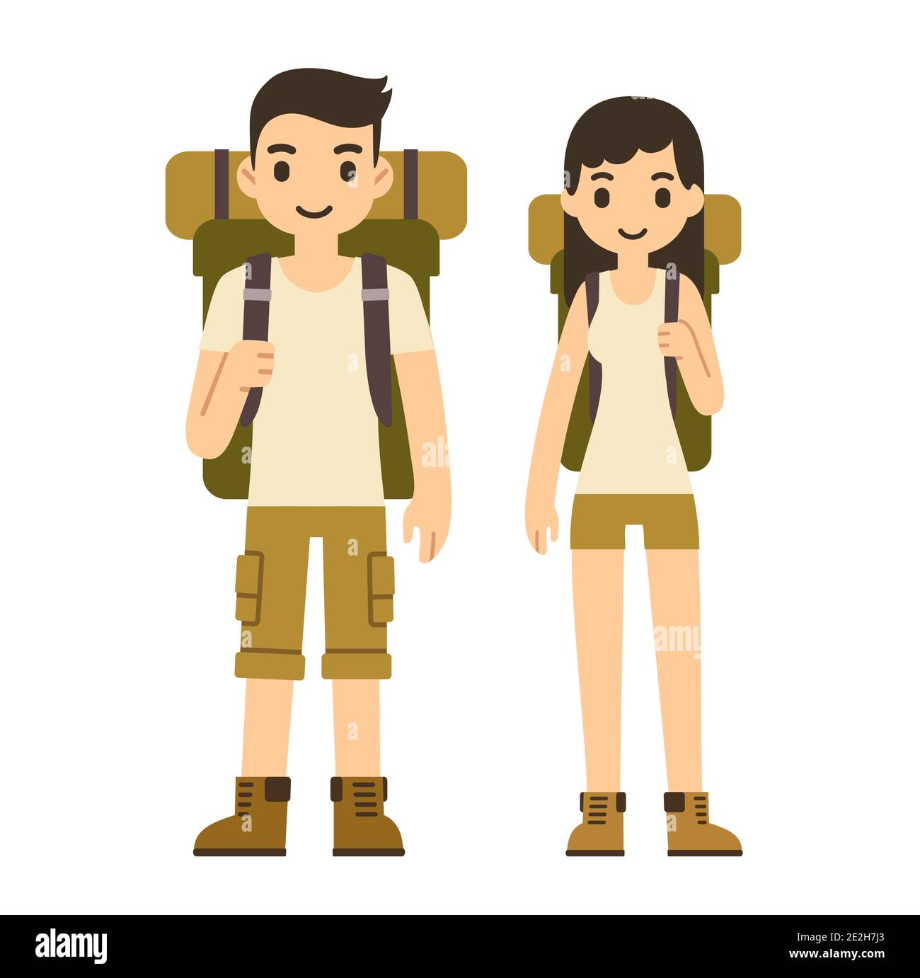 Cute cartoon couple with hiking equipment isolated on white background.  Modern simple flat vector style Stock Vector Image & Art - Alamy