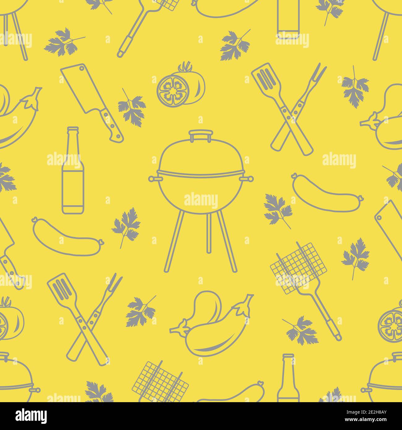 Seamless pattern with grill and barbecue tools. BBQ party background ...