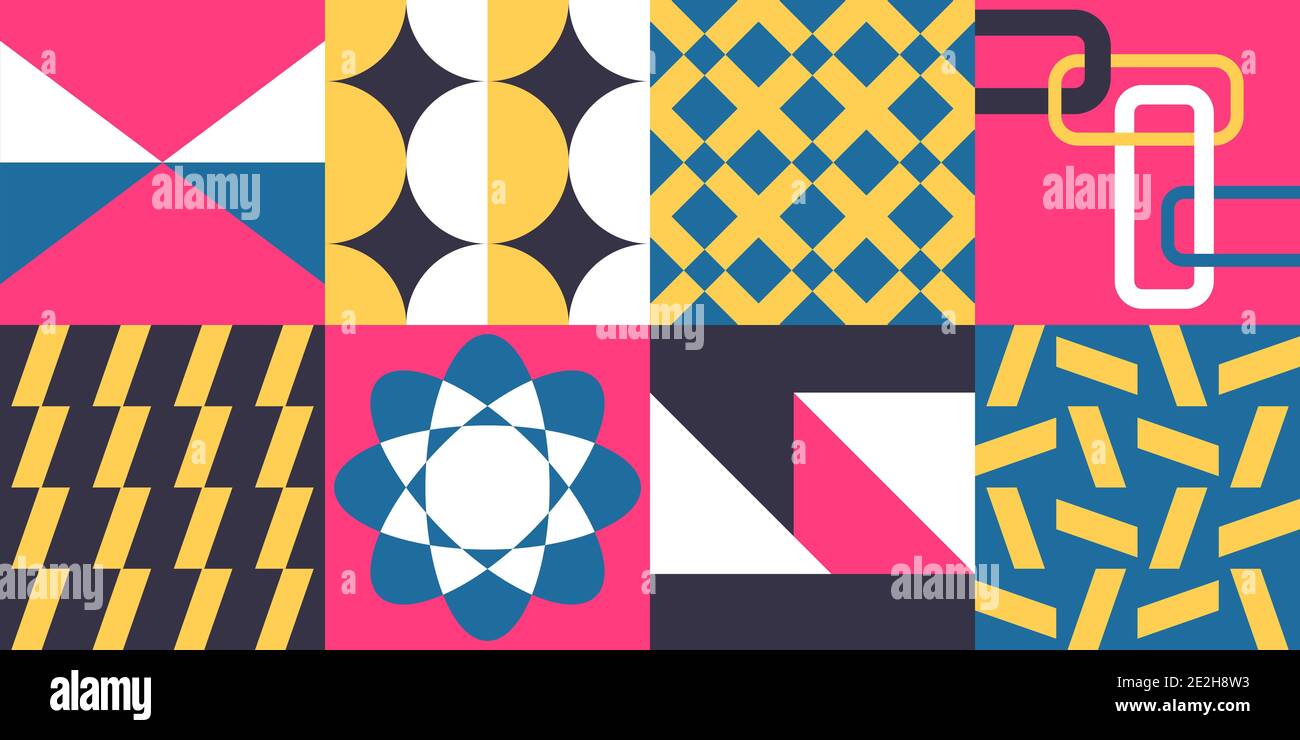 Abstract geometric vector pattern in Neo-Geo style. Layered file. Stock Vector