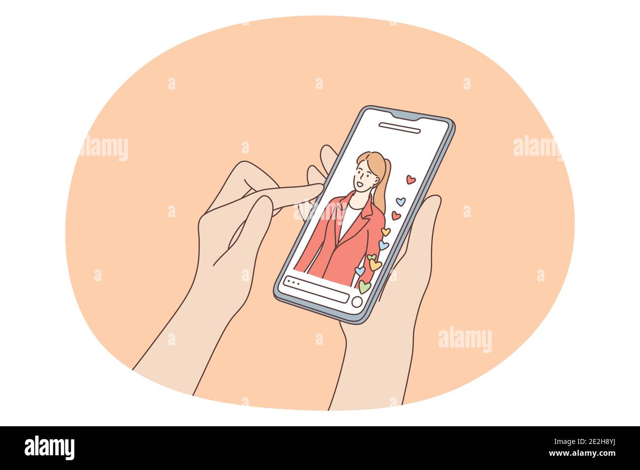 Chatting with Friends Online. Chatting Video Call. Young Man with Hands Up  at the Window. Greeting Stock Illustration - Illustration of dating, media:  184209114